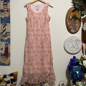 Vtg Dressbarn women's 8 dress set Floral Midi Sheer romantic Y2K whimsy cottage